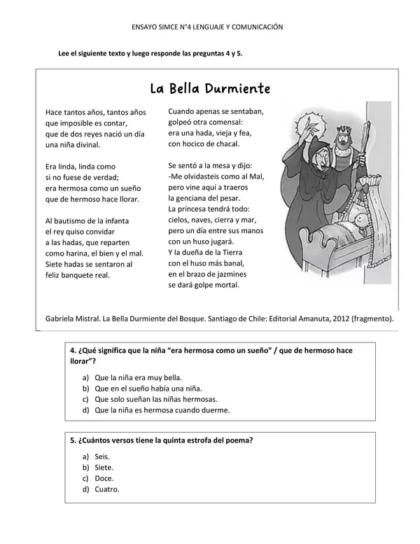 Ensayo SIMCE N°4 Lenguaje y comunicación