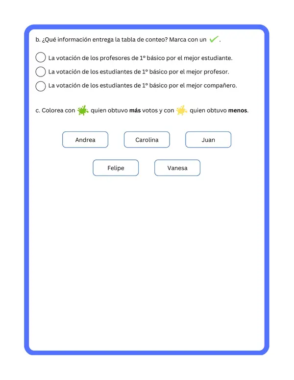 1° básico - Cuadernillo: Registro e interpretación de datos