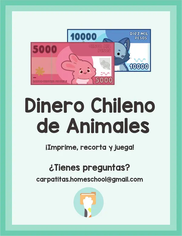 Dinero de Juego Imprimible - Billetes Chilenos de Animales