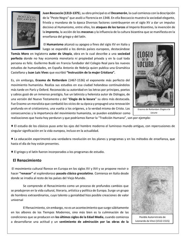 Guía N° 1: El cambio a una nueva época “El humanismo renacentista”