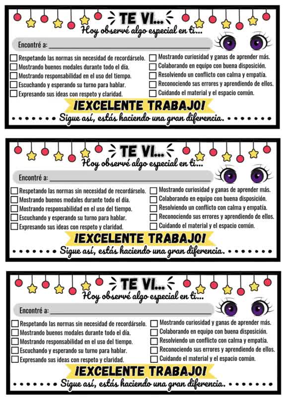 FICHA DE REFUERZO POSITIVO "TE VI" 