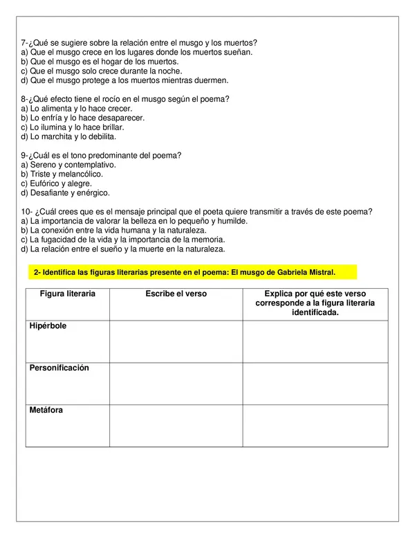 Comprensión de poemas Texto escolar 2024 6to básico