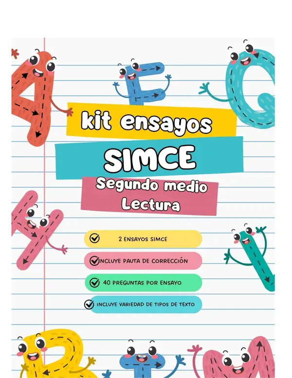 OFERTA 📚 Pack: 2 Ensayos SIMCE de Lectura – 2° Medio