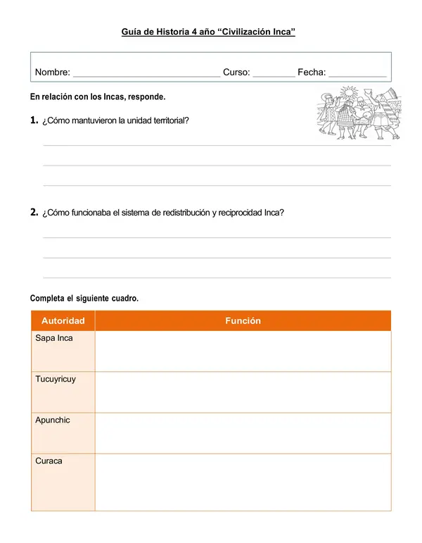 Guía de historia 4° año "Civilización Inca"