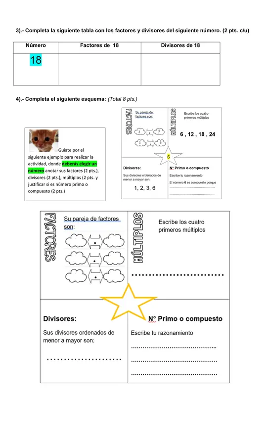 Evaluación Formativa  múltiplos, factores y divisores "