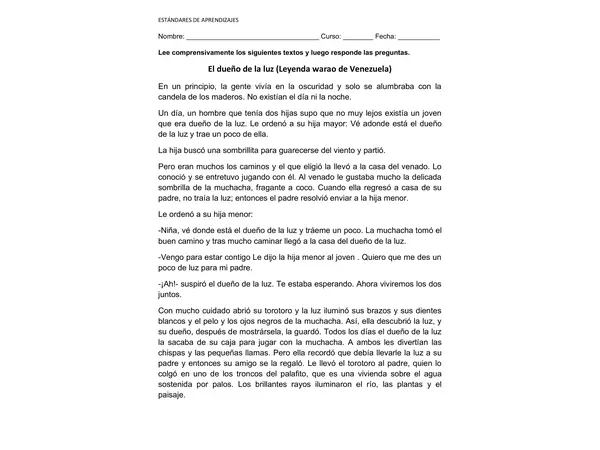 Estándar Lectura 8° 