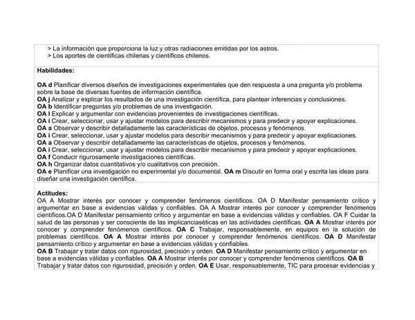 Planificación Clase a Clase Diciembre - Ciencias Naturales - Física - 1° Medio