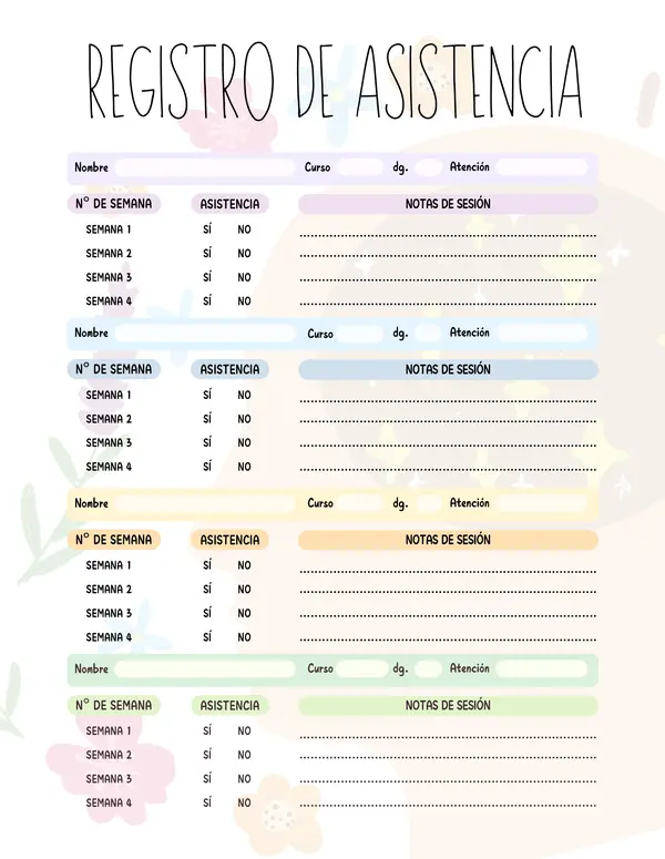 Registro de asistencia PIE