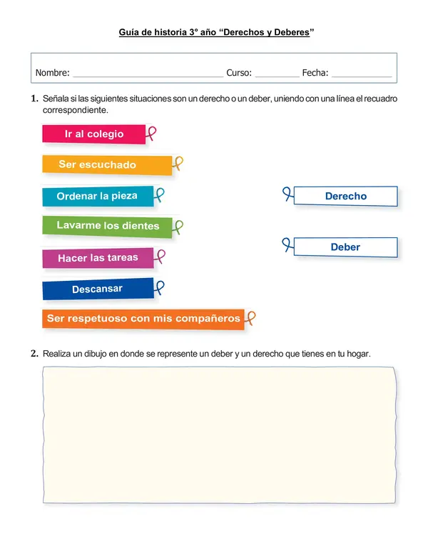 Guía de historia 3° año "Derechos y Deberes"