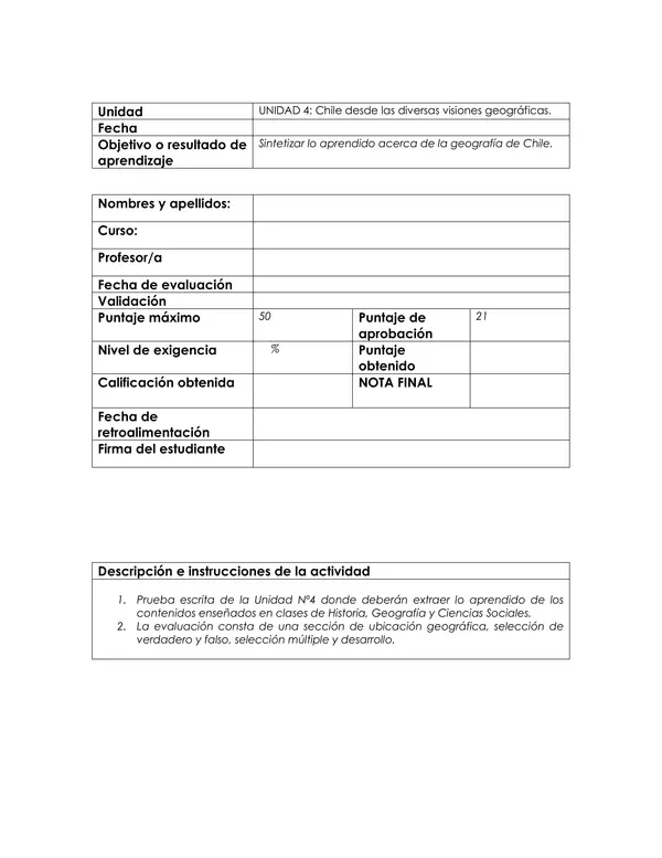Historia, Geografía (6° Básico) U4: Chile desde las diversas visiones geográficas