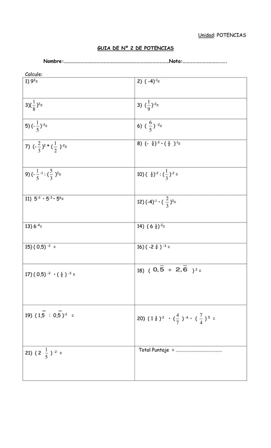  "Guías de Matemática: Potencias, Expresiones Algebraicas y Conjuntos Numéricos"PRIMERO MEDIO