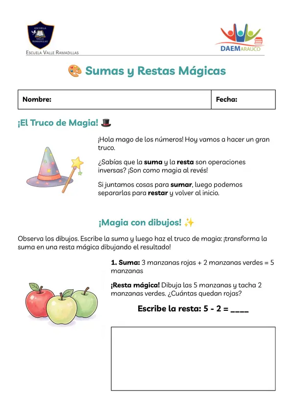 Guía Sumas y restas como operación inversa 1°