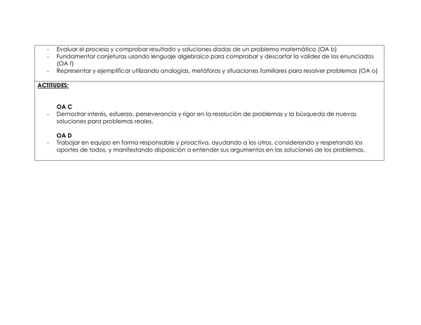 Planificación Clase a Clase Marzo - Matemática 1° Medio