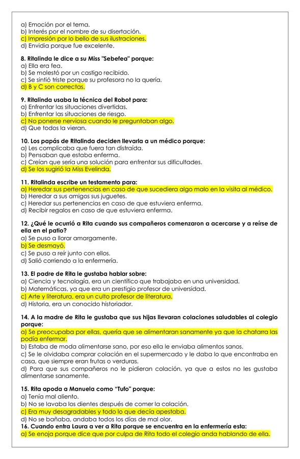 Prueba Lectura - Ritalinda