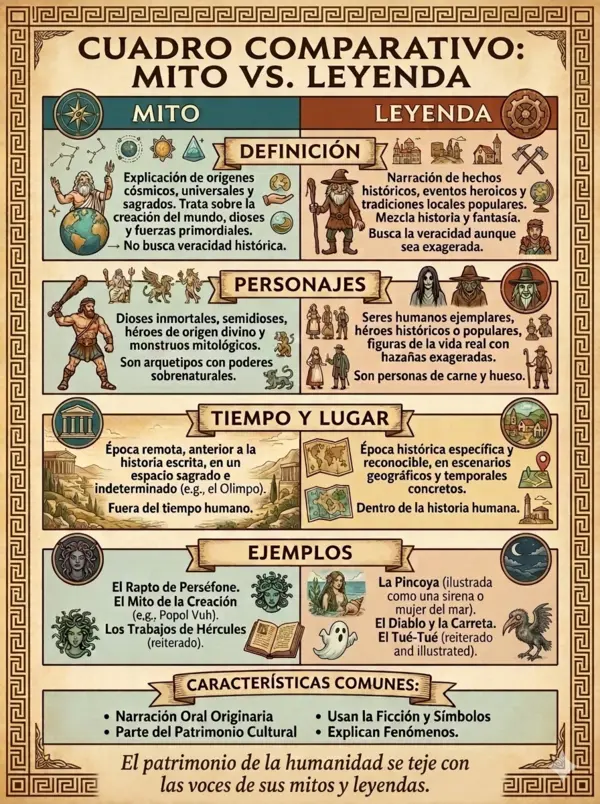 MITO Y LEYENDA CUADRO COMPARATIVO