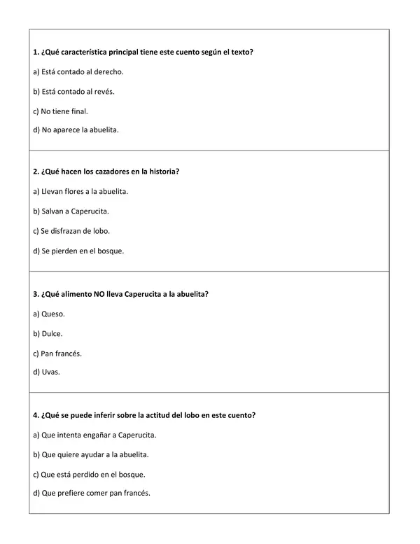 Comprensión lectora: Poema/Cuento - Tacirupeca Caperucita