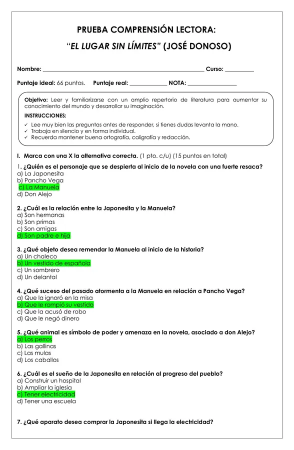 Prueba Lectura - El lugar sin límites