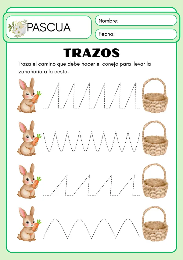 Actividad de trazos con temática de Pascua 