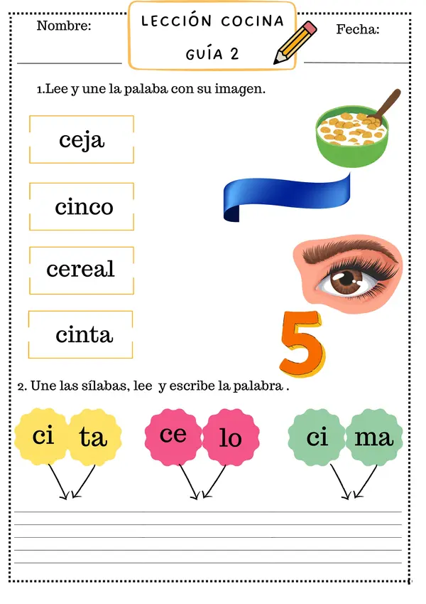 Guía Lección Cocina "Ce - Ci". Método Matte