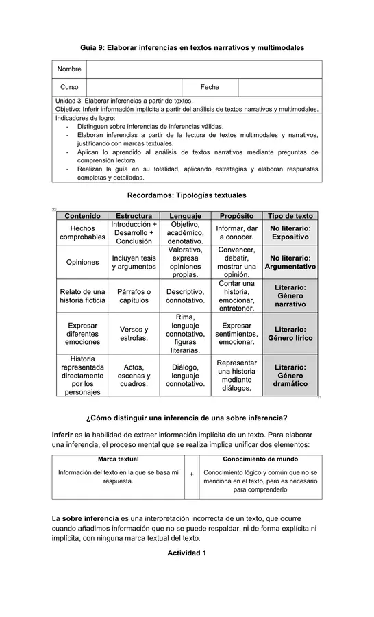 7mo/8vo: Inferir en textos multimodales y narrativos  - Preguntas tipo SIMCE