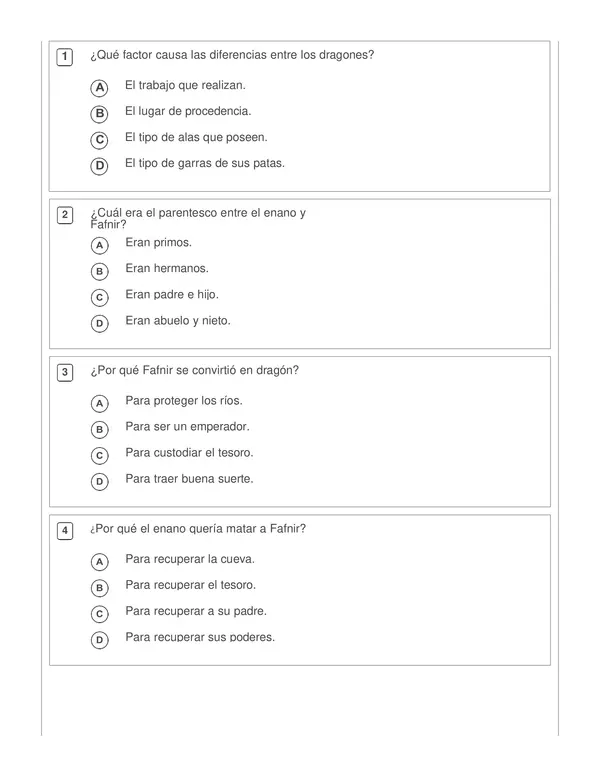 Evaluación tipo SIMCE Lenguaje