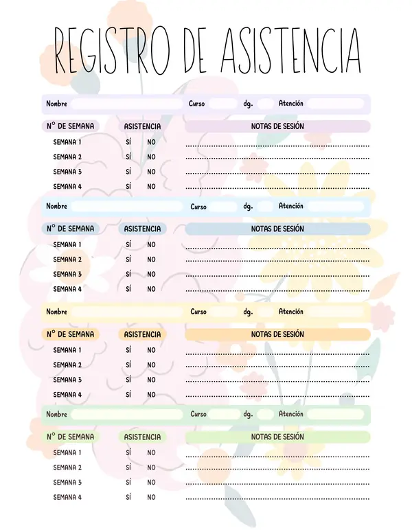 Registro de asistencia PIE