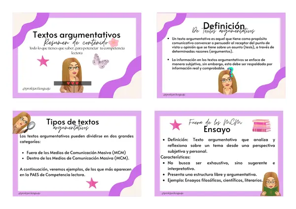 Resumen textos argumentativos PAES Competencia Lectora 