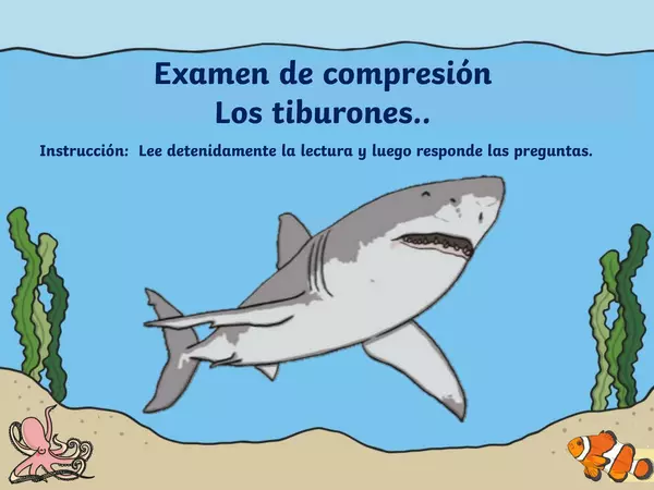 Examen de comprensión "Los tiburones"