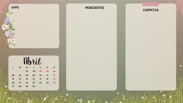 Fondo de Pantalla Organizador para PC – Apps, Carpetas y Pendientes + Calendario Mensual