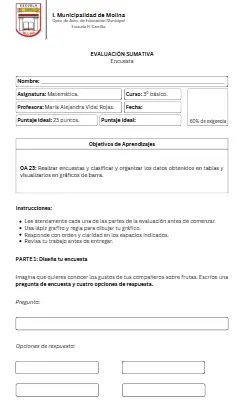 3° básico - Evaluación sumativa: Encuesta