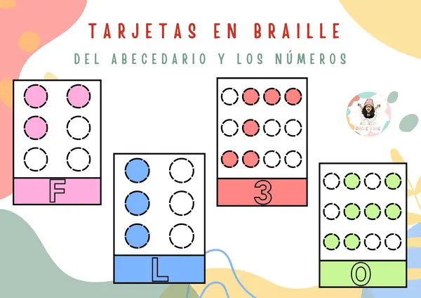 Tarjetas del abecedario y numeros en braille