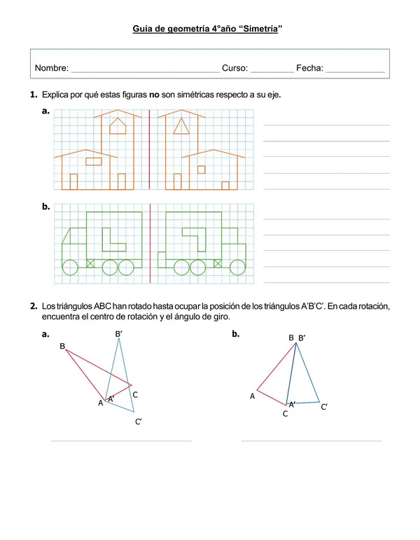 Guía de geometría 4°año "Simetría"
