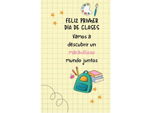 Tarjeta para primer día de clases e insertar un lápiz de regalo