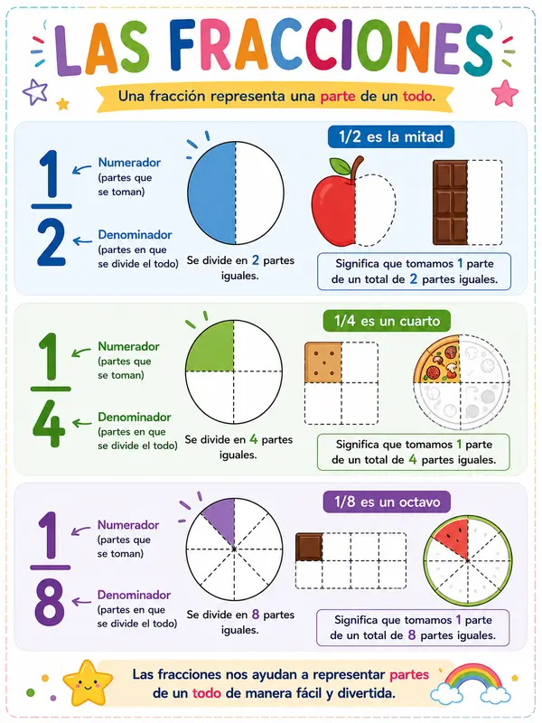 Póster Educativo de Fracciones- Matemáticas