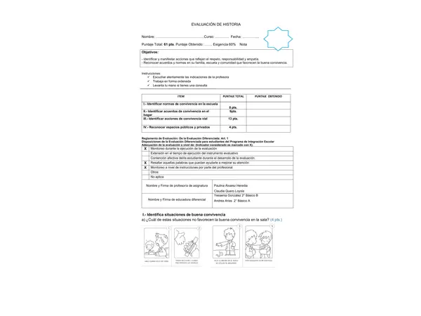 Evaluación diagnóstica 2° historia