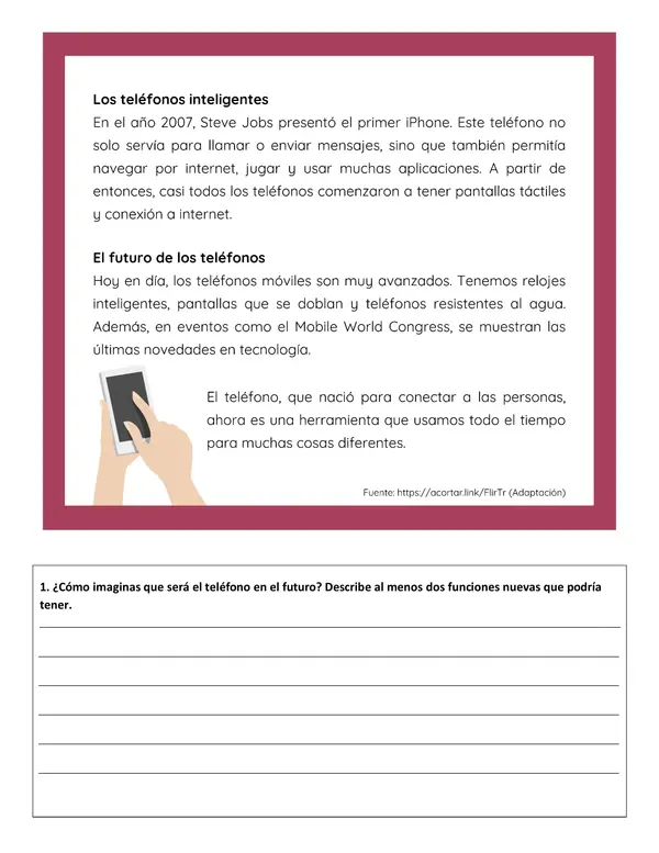Comprensión lectora: Artículo informativo - La historia del teléfono
