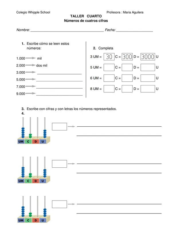 Guia numeracion hasta el 1000