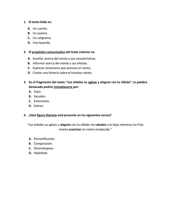 Evaluación de Poemas – 5° Básico