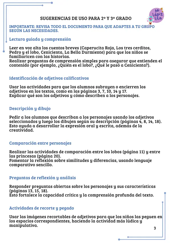 DESCRIBIENDO Y COMPARANDO A LAS PRINCESAS Y LOS LOBOS DE LOS CUENTOS