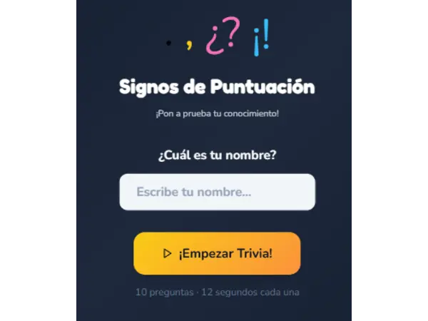 Trivia Interactiva: El Desafío de los Signos de Puntuación