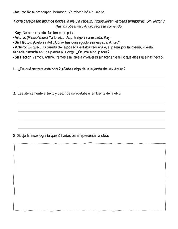 Guía 3°año "Lectura y comprensión de texto dramático"