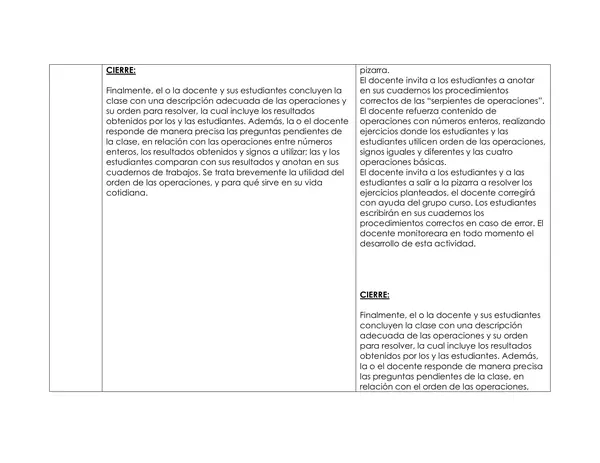 Planificación Clase a Clase Marzo - Matemática 1° Medio