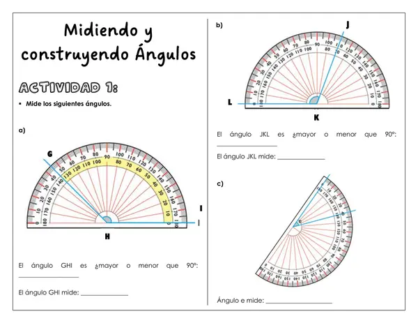 Guía de trabajo - Midiendo y construyendo ángulos | profe.social