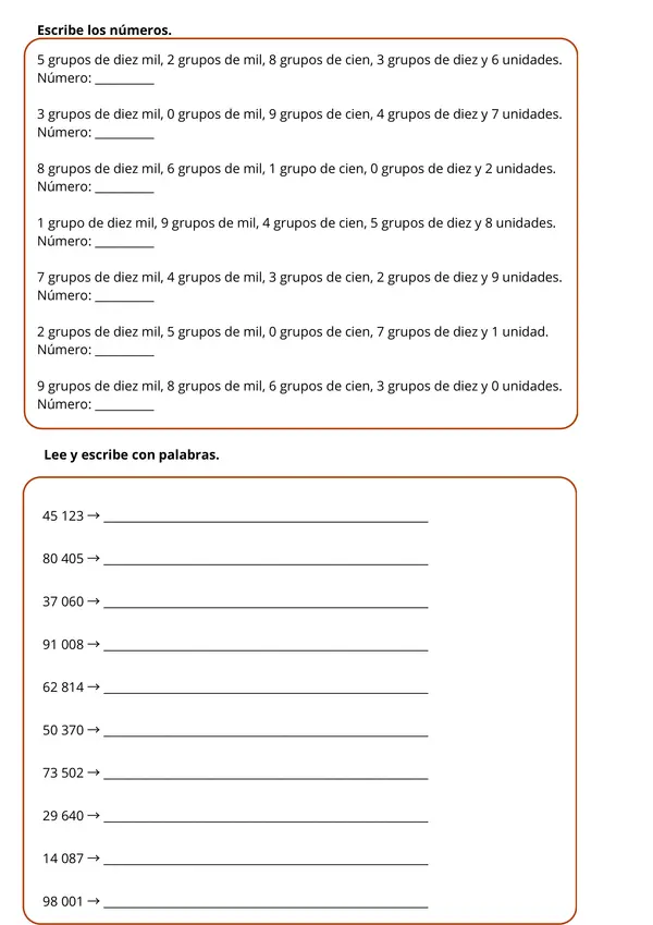 Números mayores que 100 000 Matemática