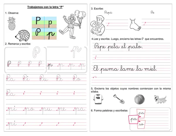 Guía 1° básico "Trabajemos con la letra P"