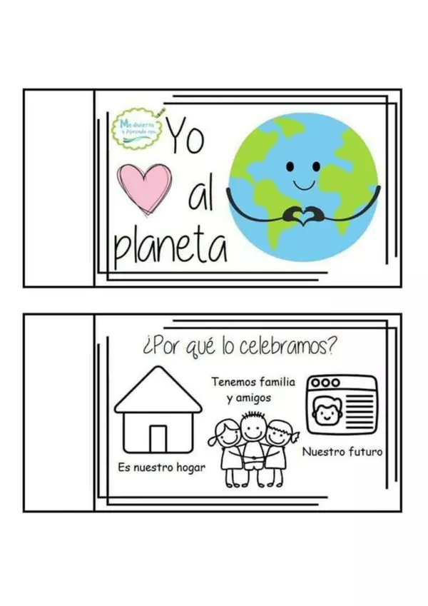 Mini libro "Yo cuido el planeta" celebración día de la Tierra