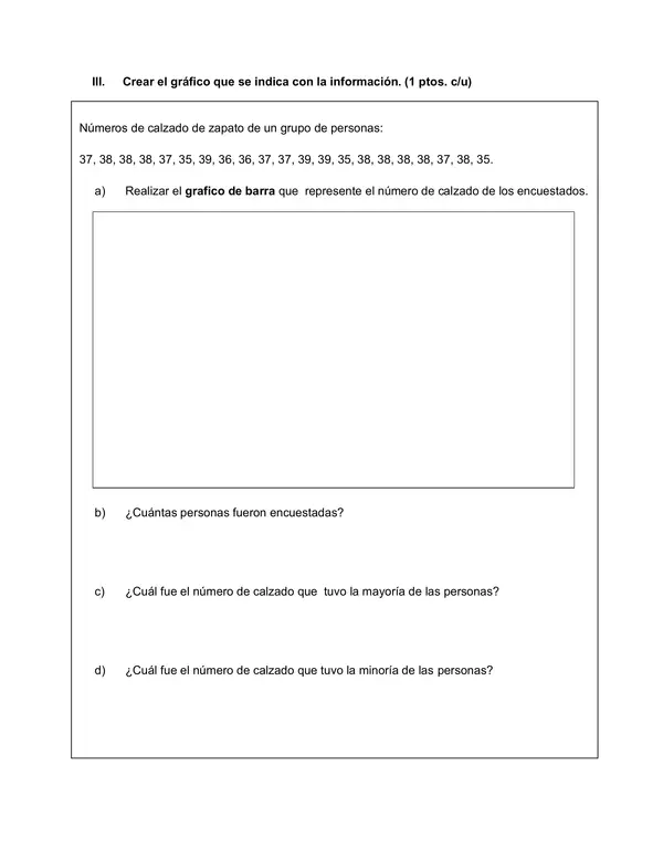 Evaluacion de Matematica 6 Basico: representacion de la informacion en graficos