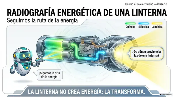 5° Básico Ciencias Naturales: Linterna y energía — Explicar su transformación