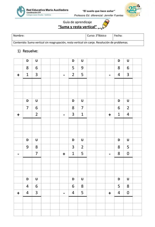 Sumas y restas verticales 