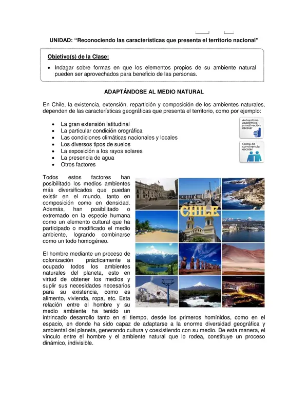 Guia de Historia y Geografia 6 Basico: Adaptándose Al Medio Natural